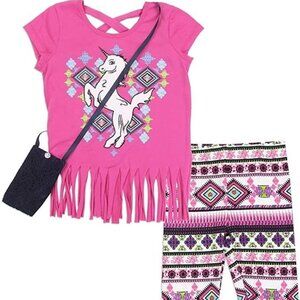 Girls Unicorn Tee Shirt & Leggings with Purse New with tags Size 14